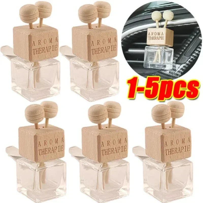 Car Perfume Pendant Hanger Fragrance Air Freshener Empty Glass Perfume Diffuser Bottle Aromatherapy Decor Bottle with Vent Clip