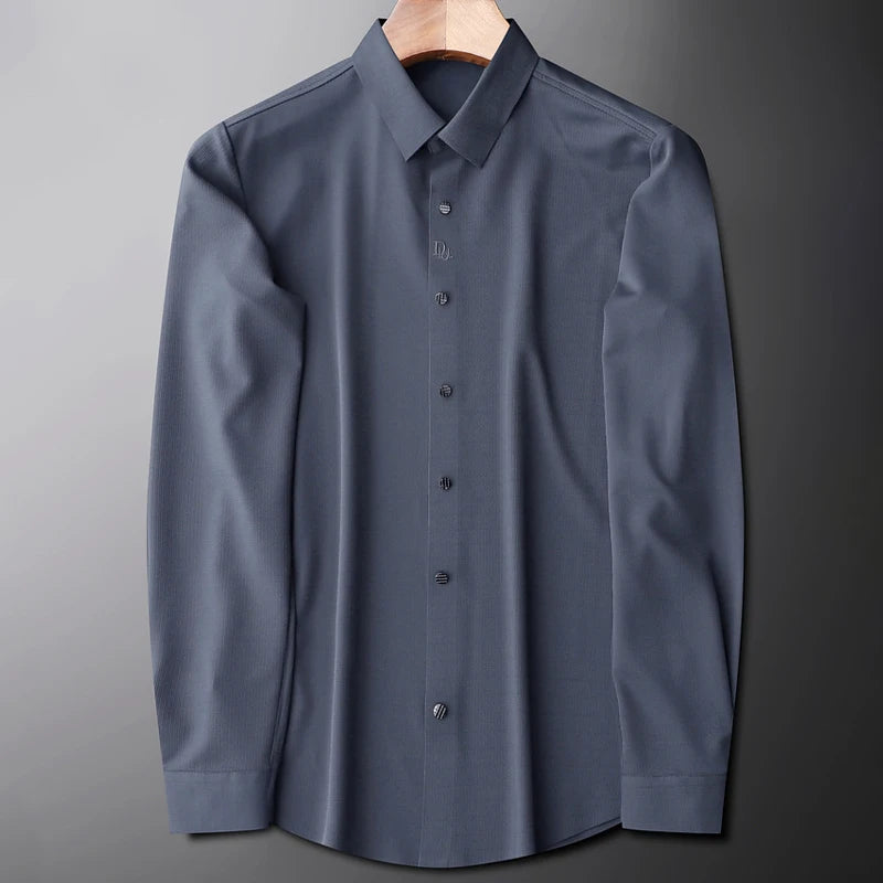 Men's Seamless Stretch Dress Shirt Long Sleeve Slim Fit Wrinkle-Free Button Down Business Casual Slim fit Shirts By Huafuge