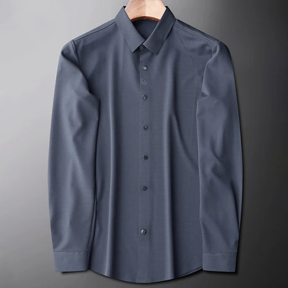 Men's Seamless Stretch Dress Shirt Long Sleeve Slim Fit Wrinkle-Free Button Down Business Casual Slim fit Shirts By Huafuge