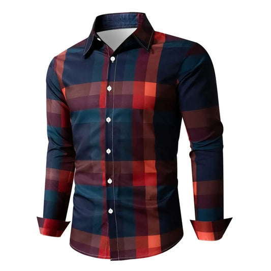 New Casual Striped Design Shirt Summer Men's Long Sleeve Shirt Lapel Men's Fashion Casual Button Down Shirt Long Sleeve Career