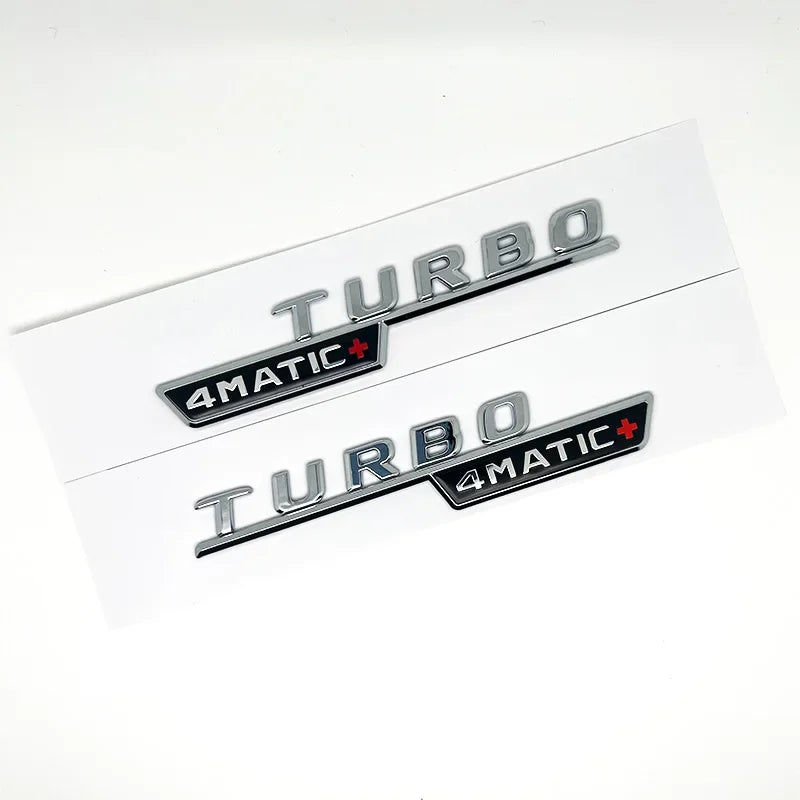 3D ABS Glossy Black Car Fender Badge Turbo 4MATIC Sticker Rear Trunk AMG Emblem A45 Logo For Mercedes Benz A 45 AMG W176 W177