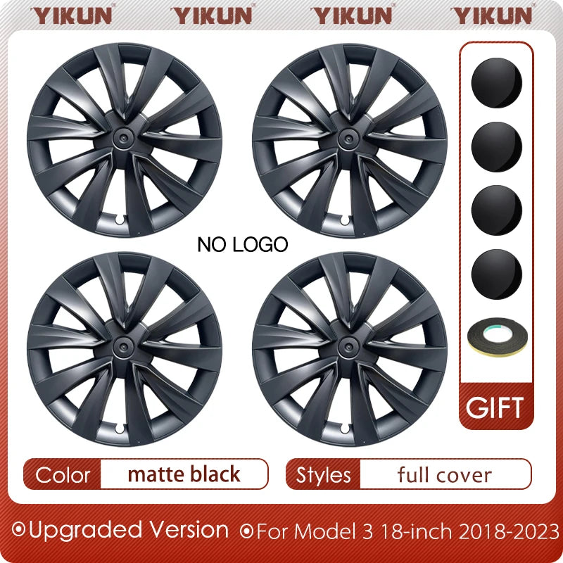4PCS Hub Caps for Tesla Model 3 18 Inch Wheel Cover Performance Replacement Aero Wheels Full Rim Accessories 2018-2023 2022 2021
