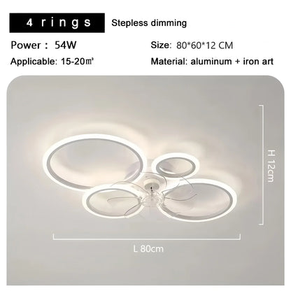 Modern Low Noise LED Ceiling Fan Chandelier White Low Floor Ceiling Fan Light Fixture Remote Control Bedroom Kitchen Home Decor