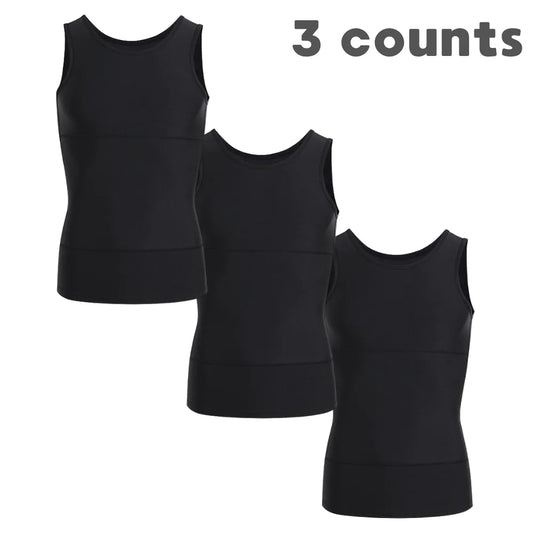 3 pieces of men's shapewear, shark skin vest, bottom layer sports slimming compression sweatshirt vest, abdominal control slimmi