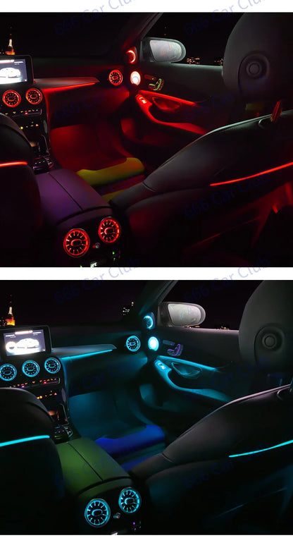 256 Colour LED Vents For Mercedes Benz C Class W205 W447 W213 W156 W117 W176 Bluetooth APP Control Car Nozzle Turbine Air Outlet
