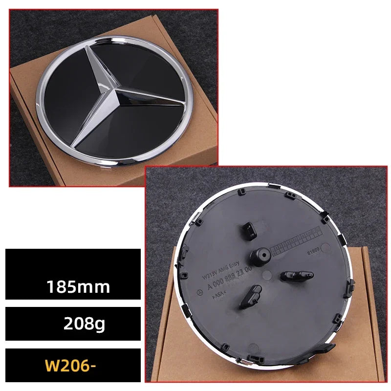 Car Front Grille Emblem Star Badge  Logo Chrome black Silver 3D Mirror Mercedes Benz Amg W205 W204 W253 W213 W206 W166 gle glc