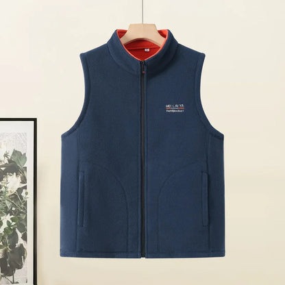 Men's High-quality Velvet Vest Autumn Winter Lightweight Outdoor Casual Vest Camping Fishing Zipper Vest Work Clothes