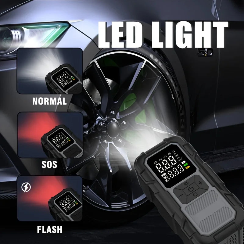 Portable Car Jump Starter with LED Flashlight 2-in-1 Power Bank & Vehicle Battery Charger, Safe Quick Start for Dead Batteries