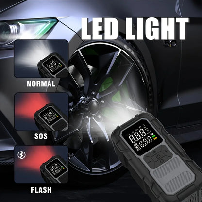 Portable Car Jump Starter with LED Flashlight 2-in-1 Power Bank & Vehicle Battery Charger, Safe Quick Start for Dead Batteries