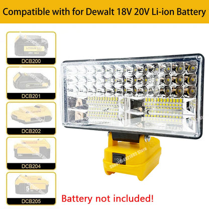 Power Tool Parts 8 Inch Work Lights Lamp Spotlight for Milwaukee for M18 for Dewalt DCB200 18V 20V Li-ion Battery USB Power Bank