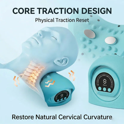 Electric Neck Cervical Traction Massager Vibration Kneading Massage Pillow Ergonomic Head Pillow Home Relax Tool