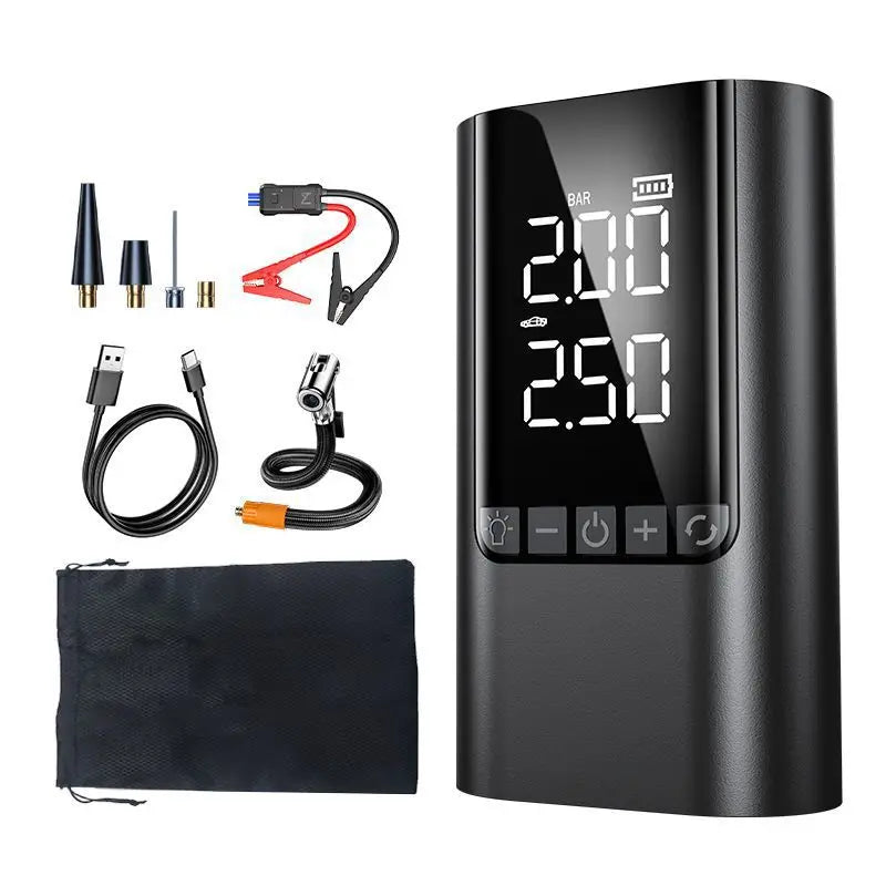 10000 mAh Car Jump Starter&Air Compressor 12V Car Booster Battery Starter Power Bank Warning Light Tire Inflator Car Accessory