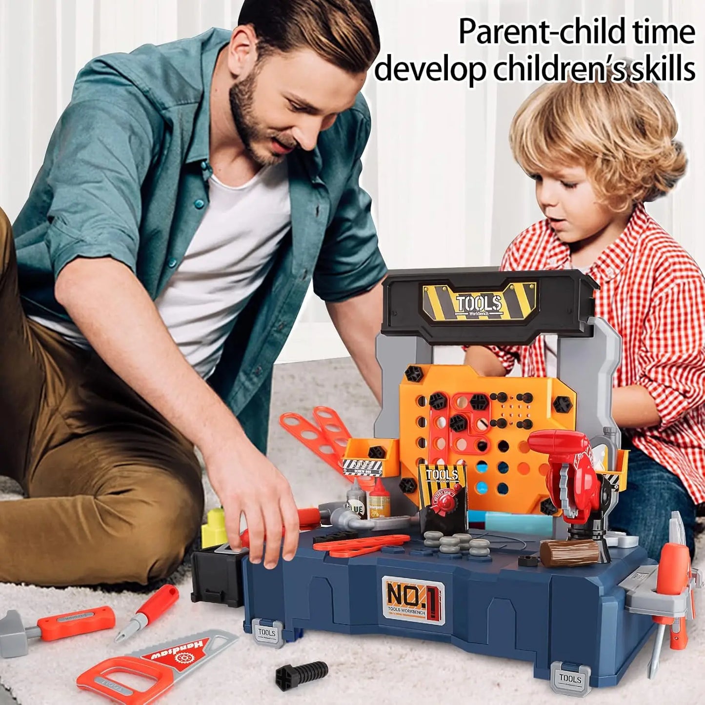 Kids Tool Bench Set with Realistic Tools Pretend Play Construction Workbench Playset Toy for Toddler Birthday Gifts for Boy Girl