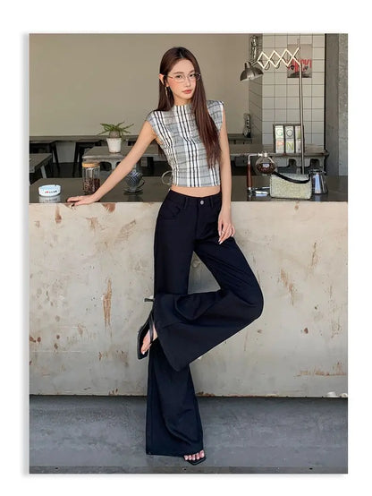 Spring 2026 Anti-wrinkle Flared Black Slimming Casual Pants New Thin Low-waisted Loose Flared Pants