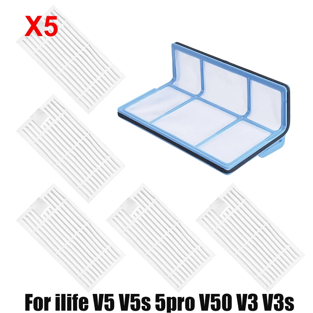 For ilife v5s v5 pro x5 V5 V3 v5s pro V50 V55 side Brush hepa Filter Mop Cloth magic paste accessories  vacuum cleaner parts