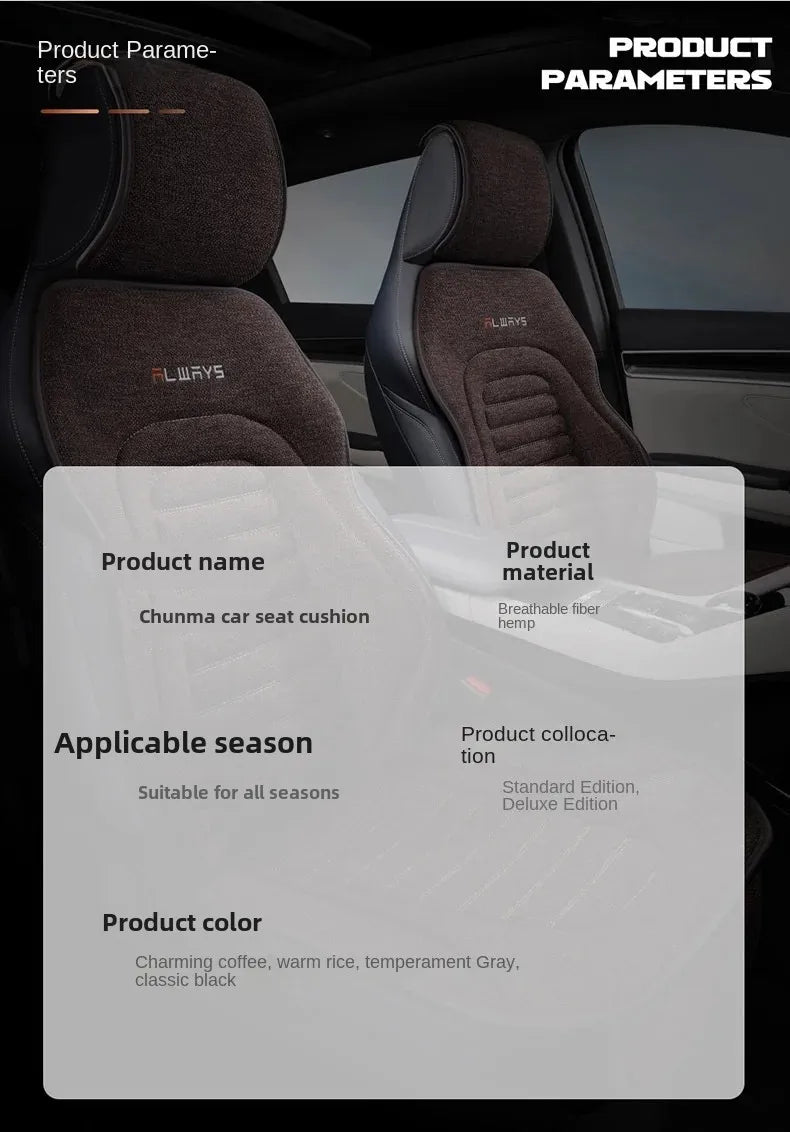Universal Linen Car Seat Cover Four Season Auto Flax Comfortable Breathable Anti-Slip Covers Cushion SUV Car Seat Protection