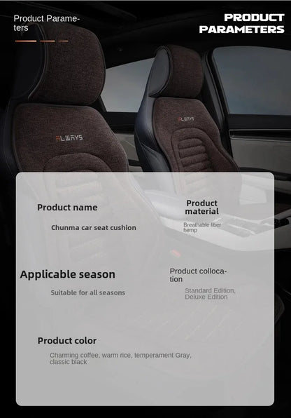Universal Linen Car Seat Cover Four Season Auto Flax Comfortable Breathable Anti-Slip Covers Cushion SUV Car Seat Protection