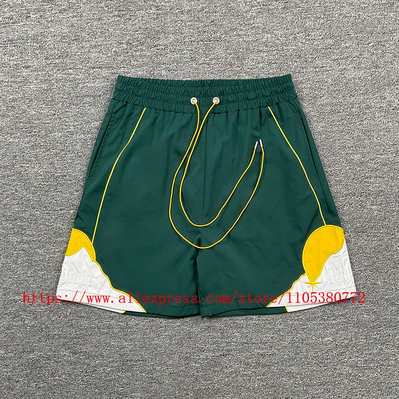 New Arrival RHUDE Print Casual Shorts Loose Street Shorts with Pockets Men's High Quality Shorts