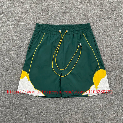 New Arrival RHUDE Print Casual Shorts Loose Street Shorts with Pockets Men's High Quality Shorts