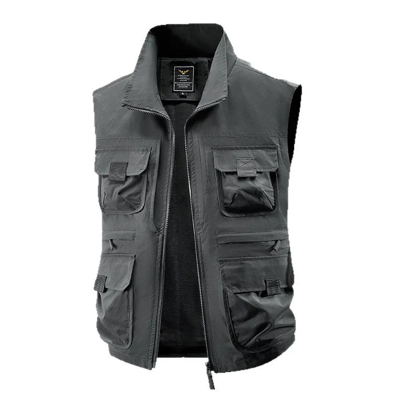 Outdoor Cycling Mountain Climbing Fishing Hiking Fashionable Tourism Camping Solid Color Versatile Casual Workwear, Loose Vest