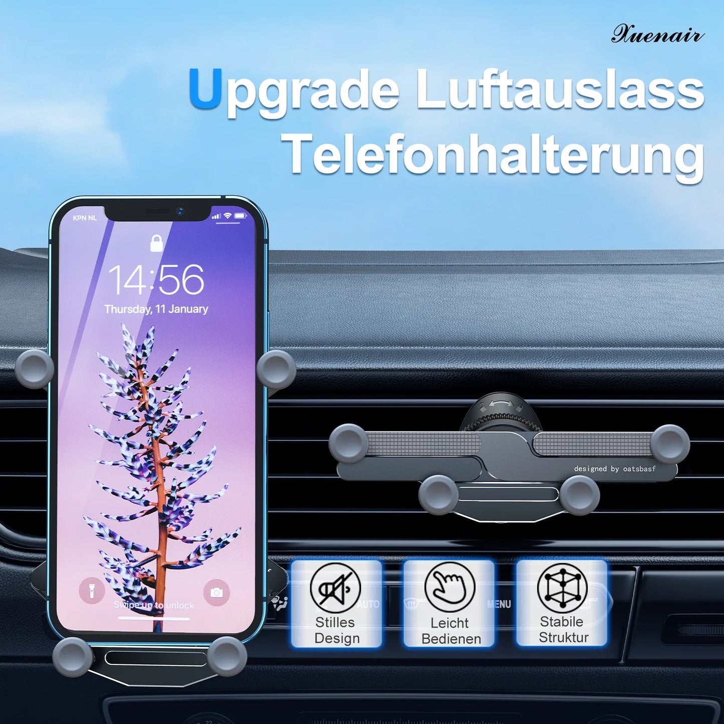 Eary Phone Holders for Your Car With Metal Hook Clip Air Vent Phone Stand Car Mount With 360°Rotating Fits for iPhone Samsung