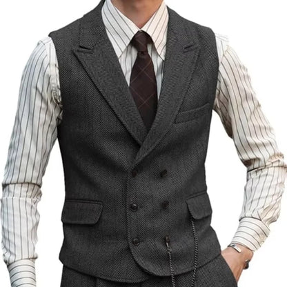 Men Vest Brown Suede Leather Gentleman Business Waistcoat Vintage Regular Slim Autumn Winter Banquet Men's Suit Vest