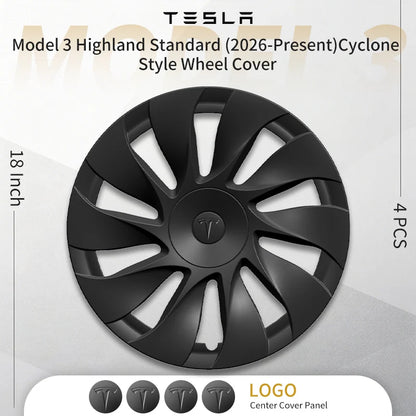 4PCS Hubcaps for Tesla Model 3 Highland 2026 Standard 18Inch Full Rim Covers Replacement Wheel Cover Accessories Only for Standa