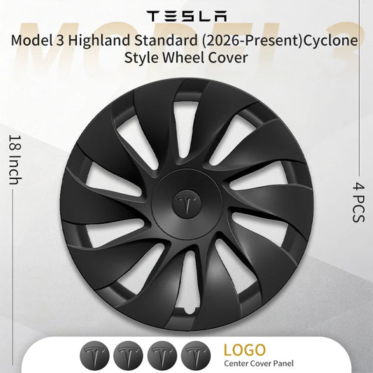 4PCS Hubcaps for Tesla Model 3 Highland 2026 Standard 18Inch Full Rim Covers Replacement Wheel Cover Accessories Only for Standa