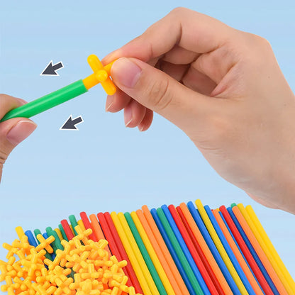 Children'S Versatile Colorful Straw Toys, Kindergarten Smart Sticks, Assembled Houses, Space Construction, Diy Building Blocks