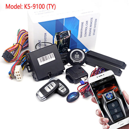 Universal APP Car Alarm Auto Start Stop System Remote Starter With Autostart Engine Ignition Button For Car Keyless Entry Kit