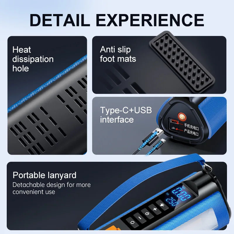 12000 mAh Portable Car Battery Starter&Air Pump 12V Booster  Emergency Jump Starter Powerbank Warning Light Compressor Inflator