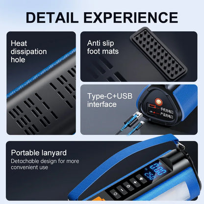 12000 mAh Portable Car Battery Starter&Air Pump 12V Booster  Emergency Jump Starter Powerbank Warning Light Compressor Inflator