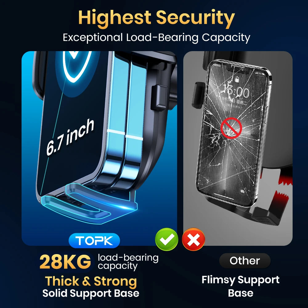TOPK Car Phone Holder Mount Upgraded Stainless Steel Hook Cell Phone Holder for Car Air Vent Mag-Safe Compatible All Phones