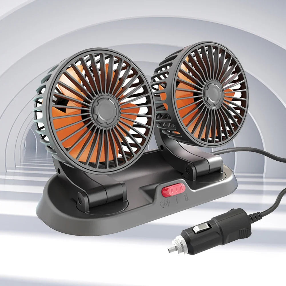 Car Fan 360° Adjustable 1/2/3/4 Head Air Fan Automotive Electric Fan USB/12V/24V Fan 2 Speeds Car Silent Fan for Home Desk Car