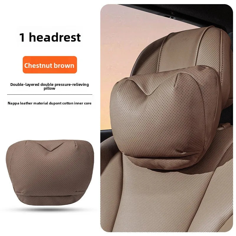 High Quality Universal Car Headrest Cushion Car Seat Neck Pillow High-grade Leather Breathable Lumbar Support Car Pillow