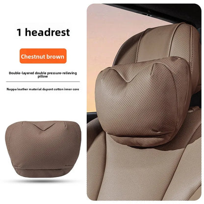High Quality Universal Car Headrest Cushion Car Seat Neck Pillow High-grade Leather Breathable Lumbar Support Car Pillow