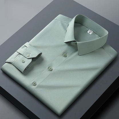 Grey shirt men's long sleeved non ironing and wrinkle resistant solid color business casual men's spring shirt size