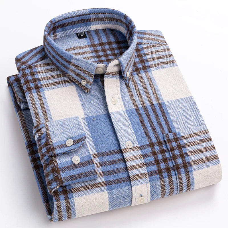 New in Shirt Plus Size 7XL 100% Cotton Long-Sleeve Shirts for Men Slim Fit Casual Plain Shirt Soft Keroan Designer Plaid Clothin