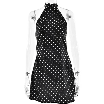 Tuularose Fashion Polka Dot Dress Vintage High Waist Sleeveless Backless Neck Lace-up Dress Sexy Party Luxury Women Dresses Y2k