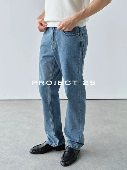 PROJECT 25 Mens Vintage Indigo Wash Jeans Japan KUROKI Okayama Denim Fabric Slim Straight Fit Business Commuter Casual Pants