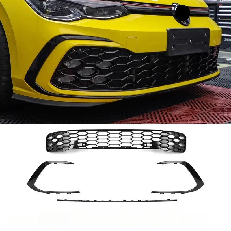 Front Bumper Grill 2021-2023 Accessories for Vw Golf 8 Mk8 R-Line GTI Sports Version Front Air Inlet Grille Fog Lamp Trim Kits