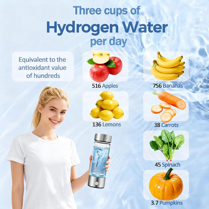 Portable Hydrogen Water Generator Bottle Rechargeable Electric Alkaline Water Ionizer Cup Hydrogen-Rich Health Care Drinkware