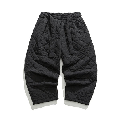 2024 Winter Thickened Cotton Padded Pants Men Casual Warm Trousers Ankle Length Pants Sportwear Solid Drawstring Sweatpants Man