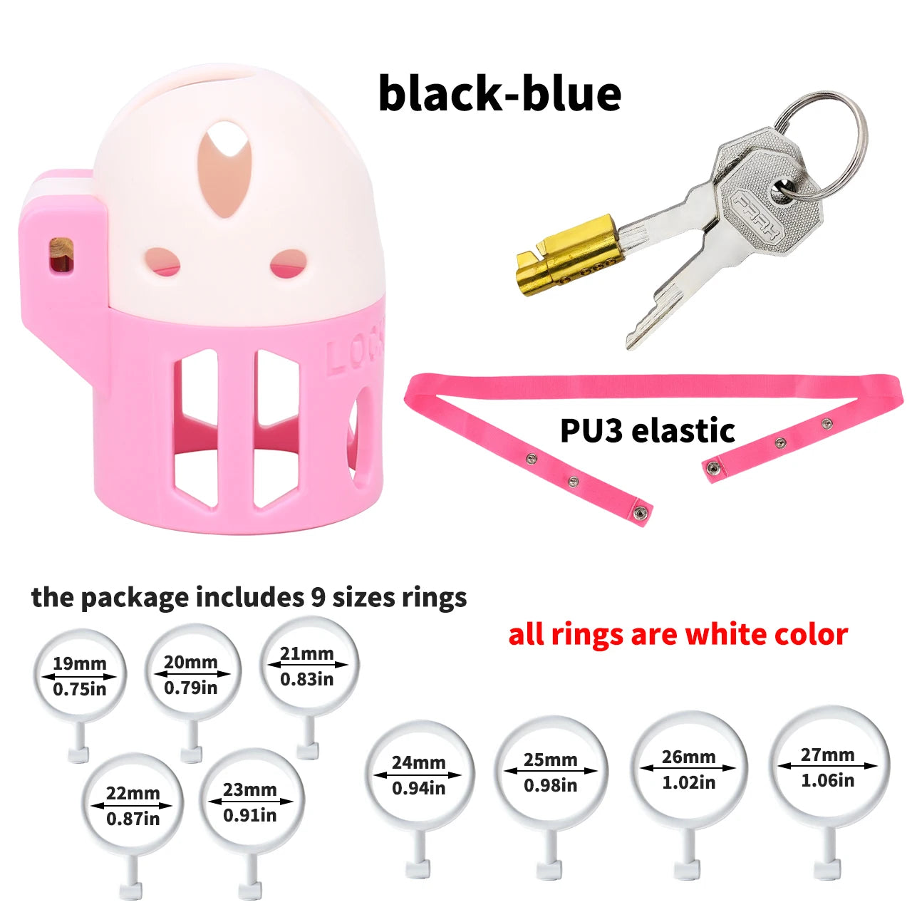 FRRK Male Chastity Cage No Base Ring Bullet Penis Design Lock Elastic Strap Belt Harness 9 Sizes Cock Ring Bondage Adult Sex Toy