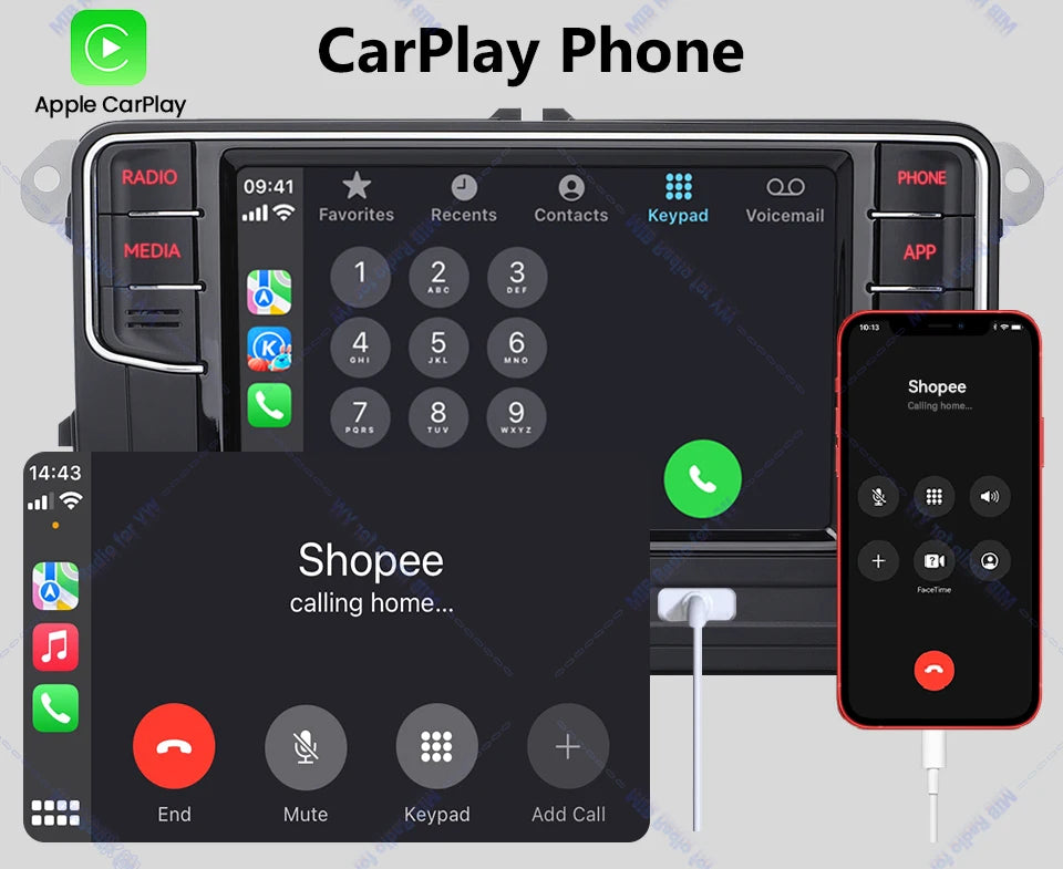 NONAME RCD330 Plus Carplay Car Radio Android Auto MIB Navigator Player 6RF035187F for VW Tiguan Golf 5 6 MK5 MK6 Passat Polo