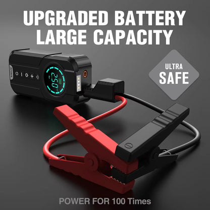 BUVAYE 4 In 1 Car Battery starter power bank,Booster Car Battery Powerbank,150PSI Air Pump 12V Jump Starter