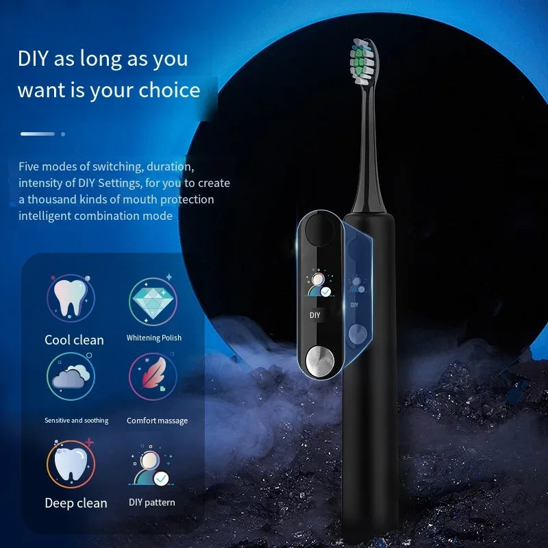 SOOENJOY Smart LCD Screen Sonic Electric Toothbrush NB-1 DIY Mode Cleaner Adult Automatic IPX7 Waterproof Teethbrush