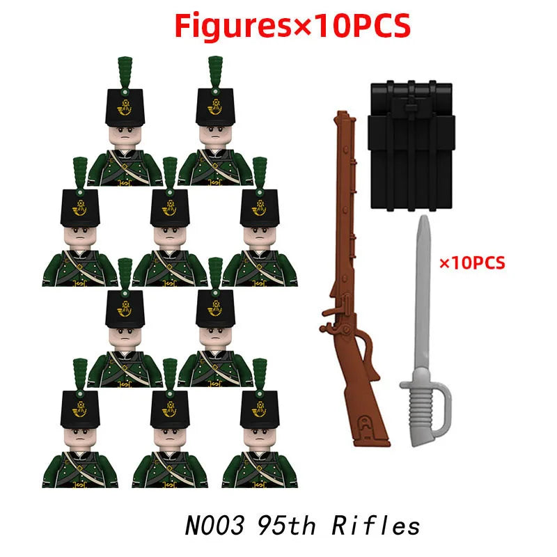 MOC Historical Military Building Blocks Figures Napoleonic Wars British Infantry Soldiers Rifle DIY Brick Toys For Birthday Gift
