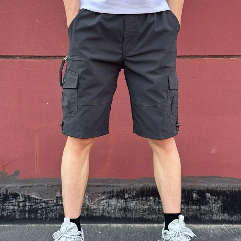 Mens Cargo Shorts Loose Solid Long Wide Half Short Pants for Men Baggy Bermuda Multi Pocket Harajuku Japanese Street Style Y2k
