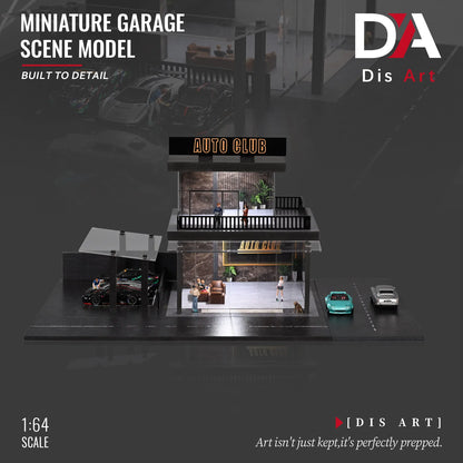 Diorama 1/64 Double-storey Auto Club Model: City Street Parking Lot Building Model Die-cast Car Garage Display Case